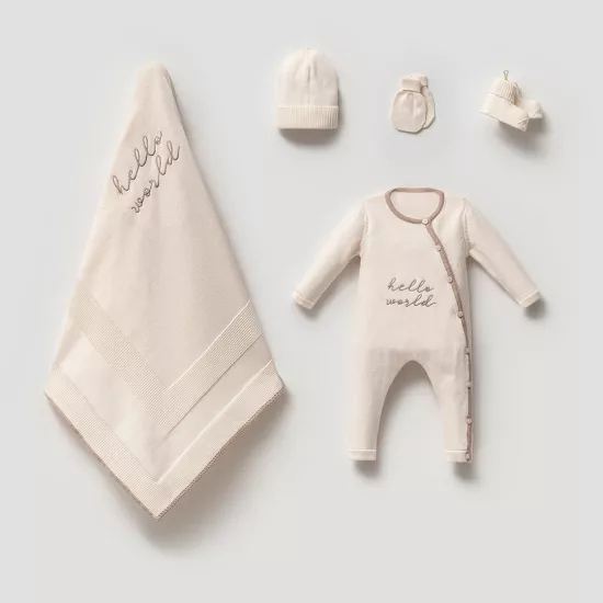 Unisex Premium 0-3 Ay Hello World 5li Set